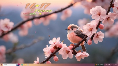 桃花树上的小鸟