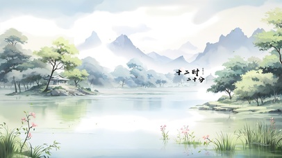 唯美水墨山水插画