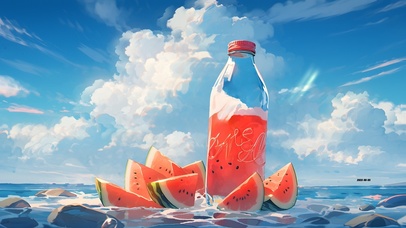 治愈海边西瓜汁