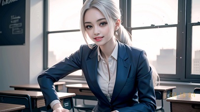 白发制服少女