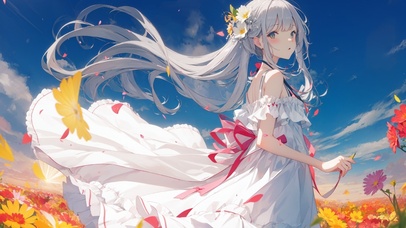 花海白发少女