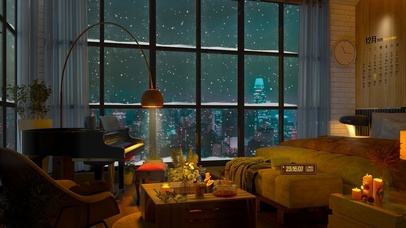 温馨的新年雪天房间