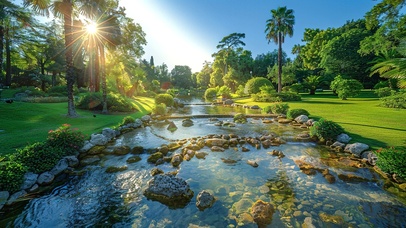 纯净阳光花园叠水水池