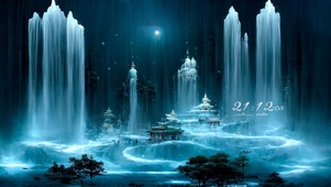 4K唯美治愈梦幻瀑布仙境