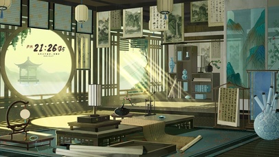 4K唯美国风书房