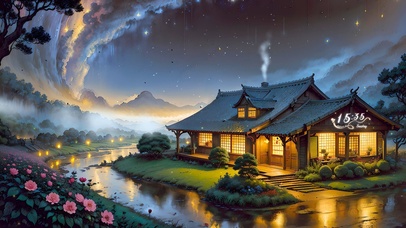 4K唯美治愈古风溪边小屋