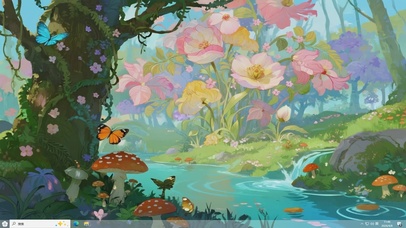 森林中鲜花河流