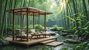 竹林溪水
