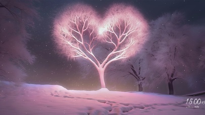 4K唯美爱心雪景