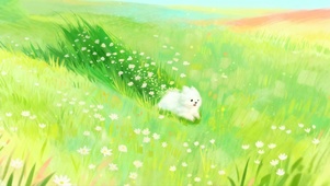 快乐奔跑小狗～清新治愈