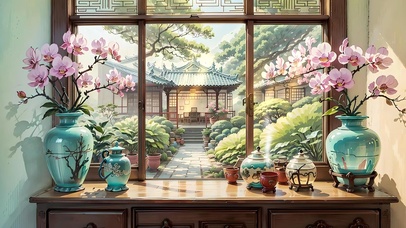 古风窗外的风景