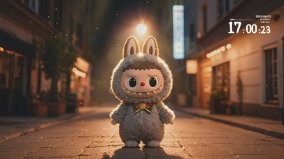 夜晚街头拉布布