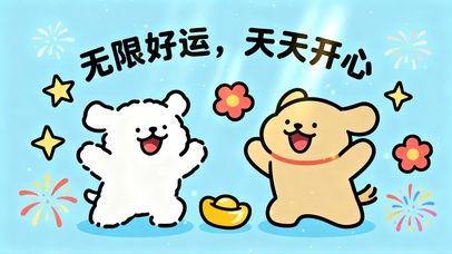 线条小狗插画款（无限好运）