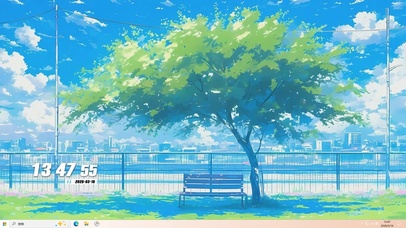 护眼白云树木桌面主题