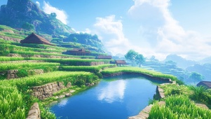 梯田上的水塘