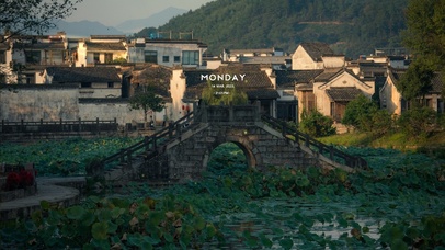 4K夕阳古镇风光