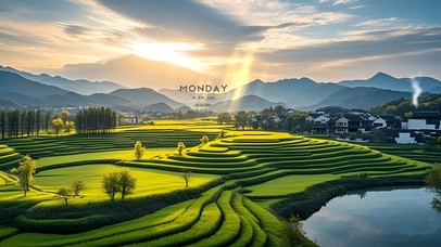 绿色护眼山坡梯田