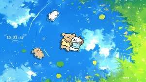 游泳线条小狗