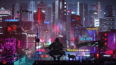 4K 雨天赛博朋克未来城