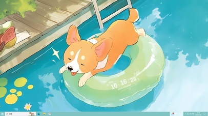 可爱泳池柯基主题