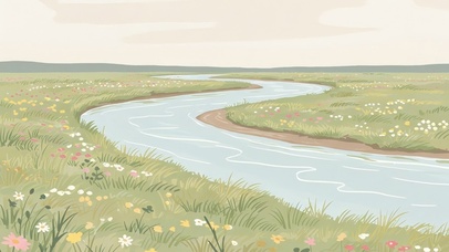 清新风景护眼壁纸河边花草草坪