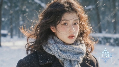 日系雪中美女