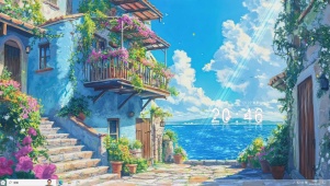 海边风景插画-桌面主题