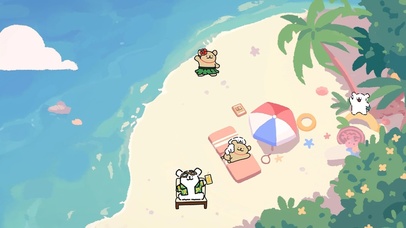 可爱线条快乐小狗治愈清新海边