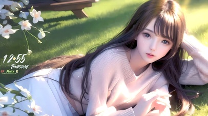 春天户外郊游的清纯少女