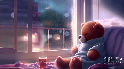 雨天小熊孤独感