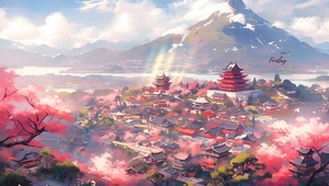 雪山桃花古镇