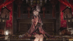 万圣节日系和风面具少女 