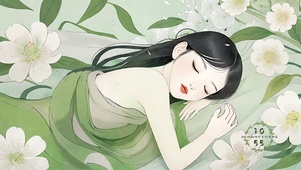 花丛里睡着的少女