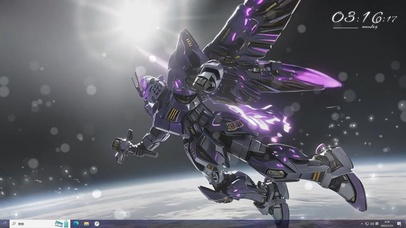 宇宙空间紫色炫光机甲战士