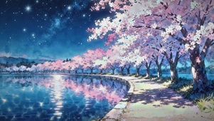 星夜樱湖