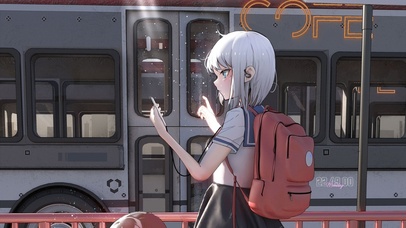 等公交车的少女