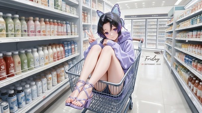 购物车里的女孩