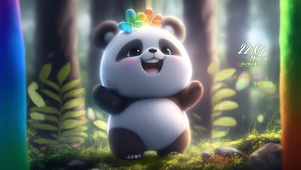 哇塞！超级开心 大熊猫