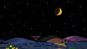 油画夜空和山脉