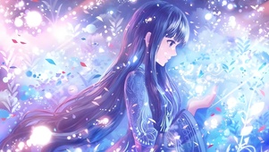 梦幻荧光花丛女孩
