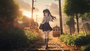 唯美铁轨少女