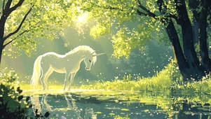 幽静森林里的独角兽