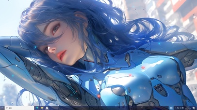 蓝发机械姬美少女