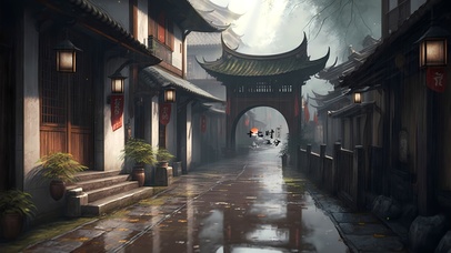 4K古风江南烟雨