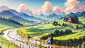 雨后初晴的乡下田园风光