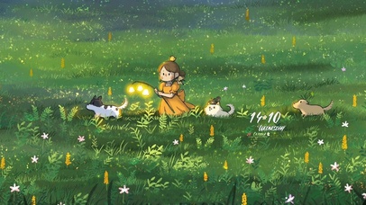 穿越一片荧光草地