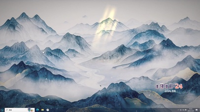 国潮山水AI插画-桌面主题