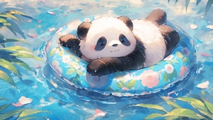 小熊猫花花可爱慵懒游泳动态4K