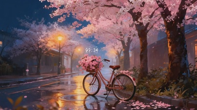 雨夜樱花街道