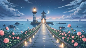通往海上灯塔的小路